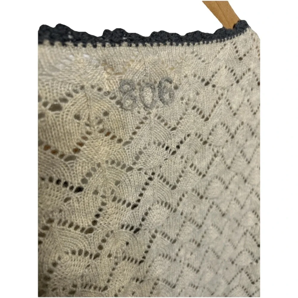 Odd Molly Wool Open‎ Knit Crochet Cardigan Light Beige Gray Size S